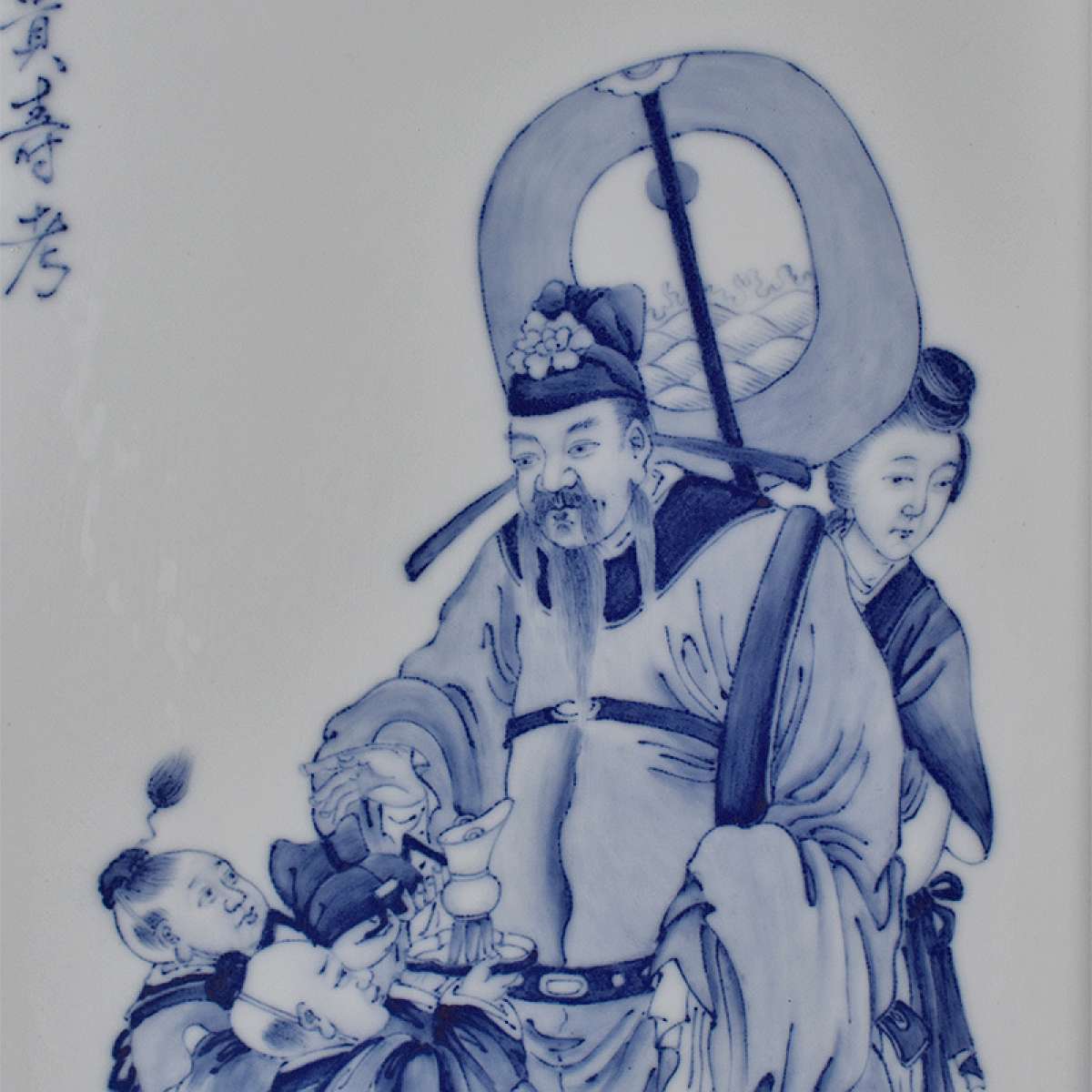 Asian blue and white porcelain painting Chinese antique porc