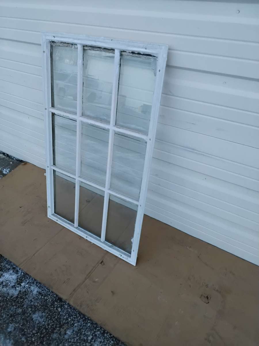 Nice White 9 Light JeldWen Door Glass with Frame Like New