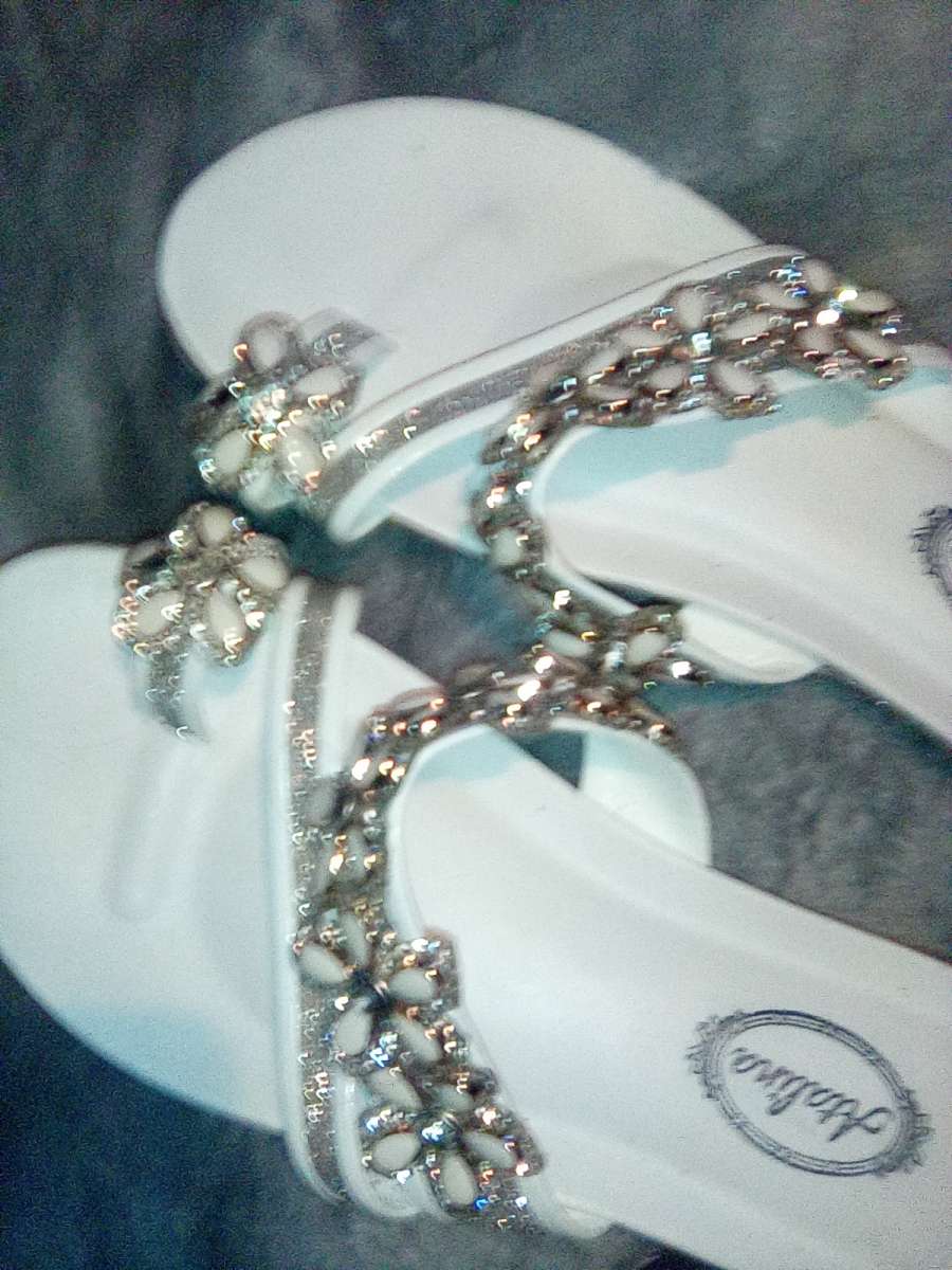 sequined white atalina shoes