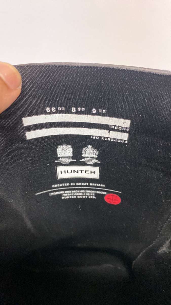 HUNTER Short Gloss Black MidCalf Rubber Rain Boots Size 8