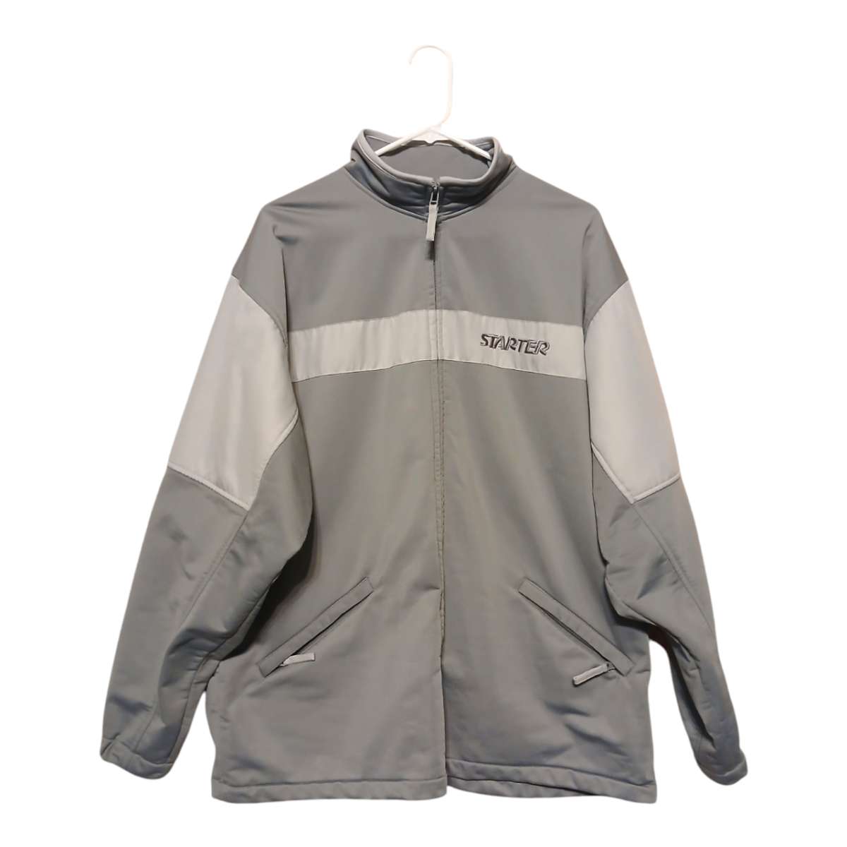 Starter Full Zip Track Warm Up Jacket Gray Mens Large