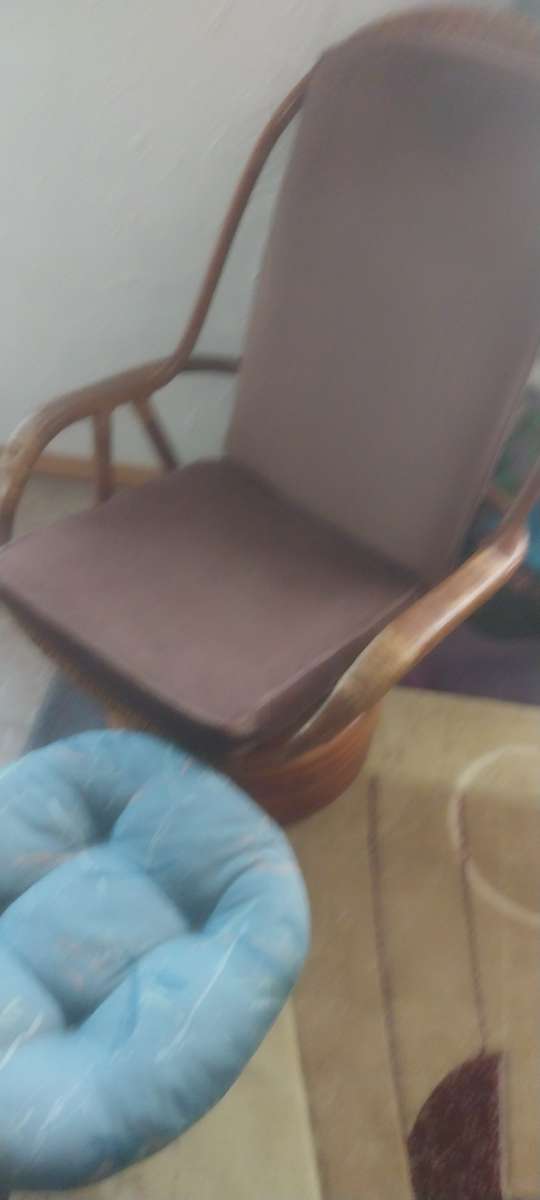 wicker rocking chair with stool