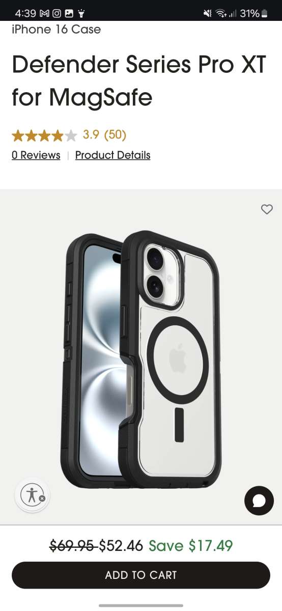 OtterBox Defender Series Pro XT Clear Case For iPhone 16