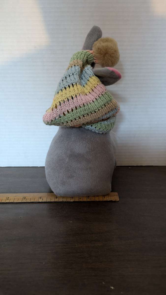 Rare Gnome Rabbit Stuffed Animal With A Rainbow Colored Crot