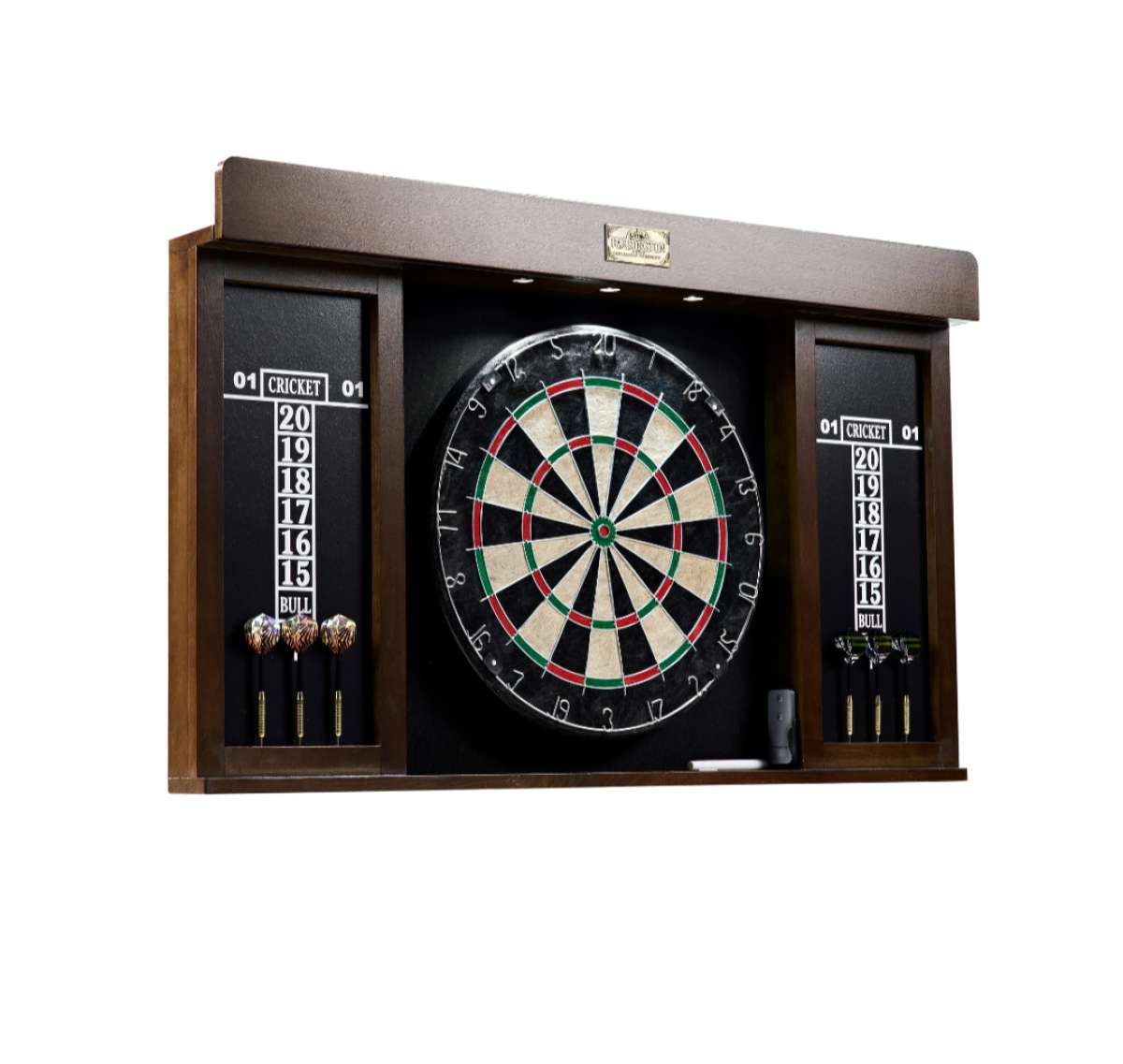 Bristle Dartboard Cabinet Set LED Lights Official Size Dart
