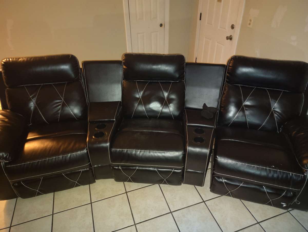 3 seat leather recliner set