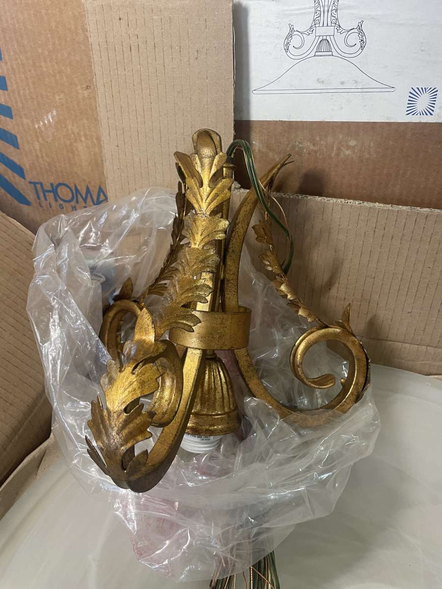 Gold Leaf Patina Amber Swirl Alabaster White Light Pendant