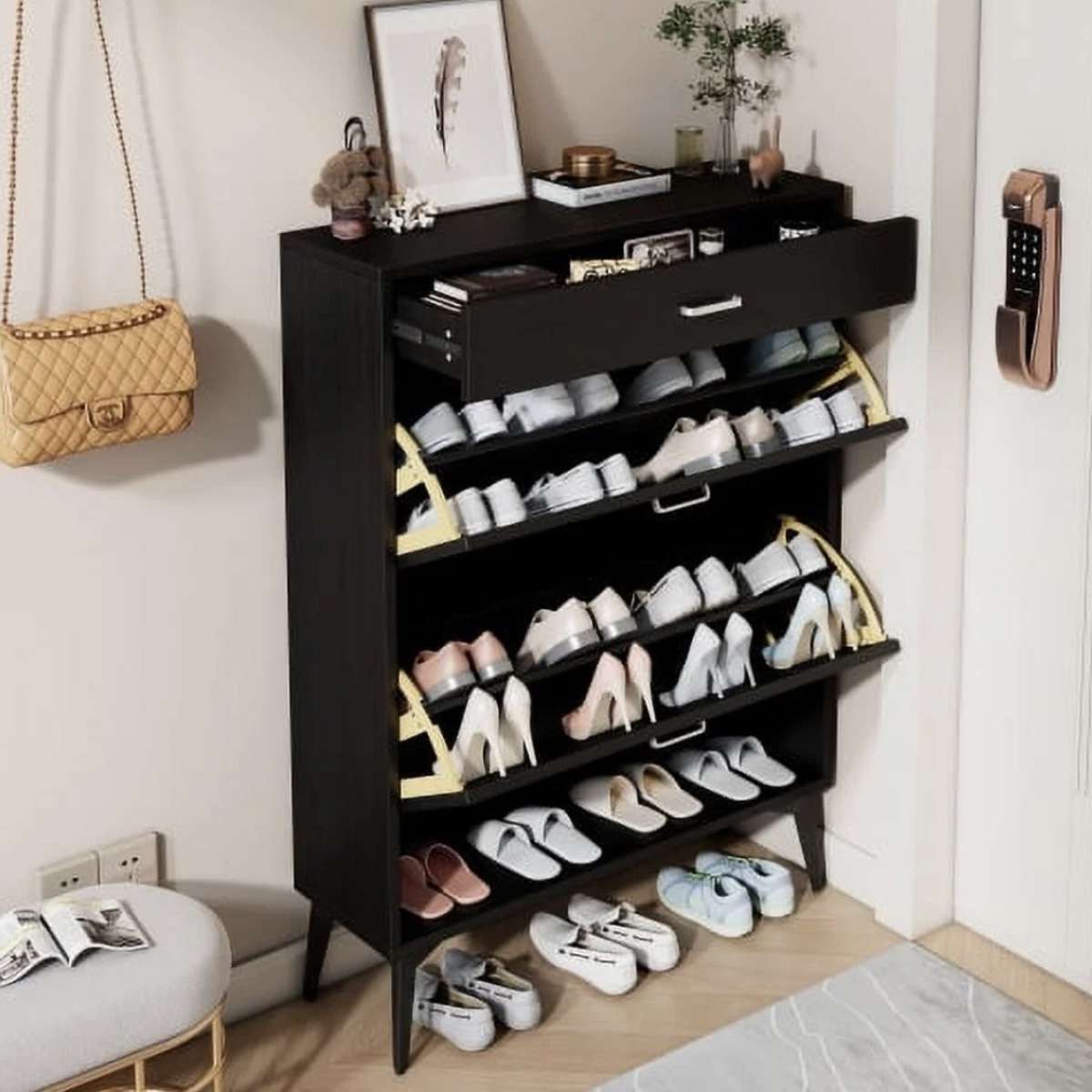 black shoe cabinet