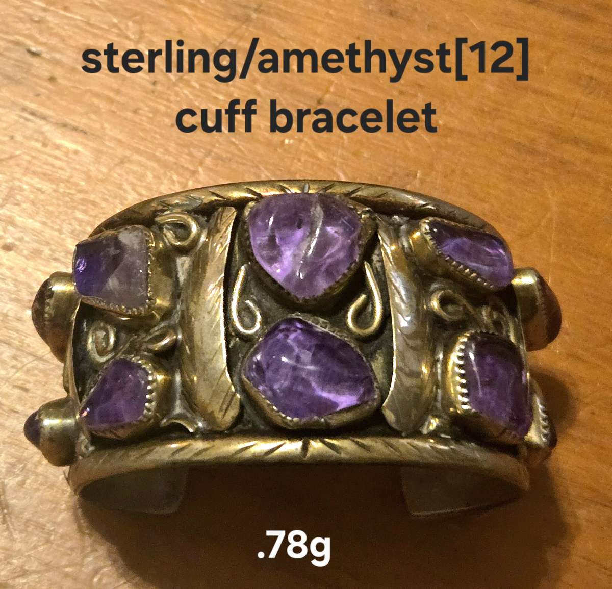 sterling silver amethyst cuff bracelet