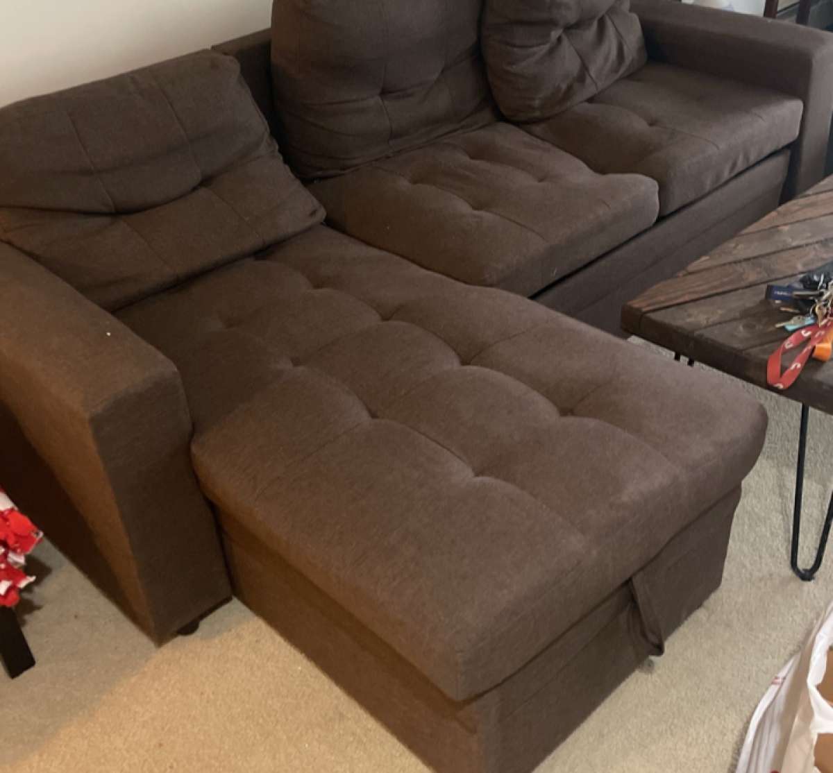 comfy Brown sofa sectional with storage