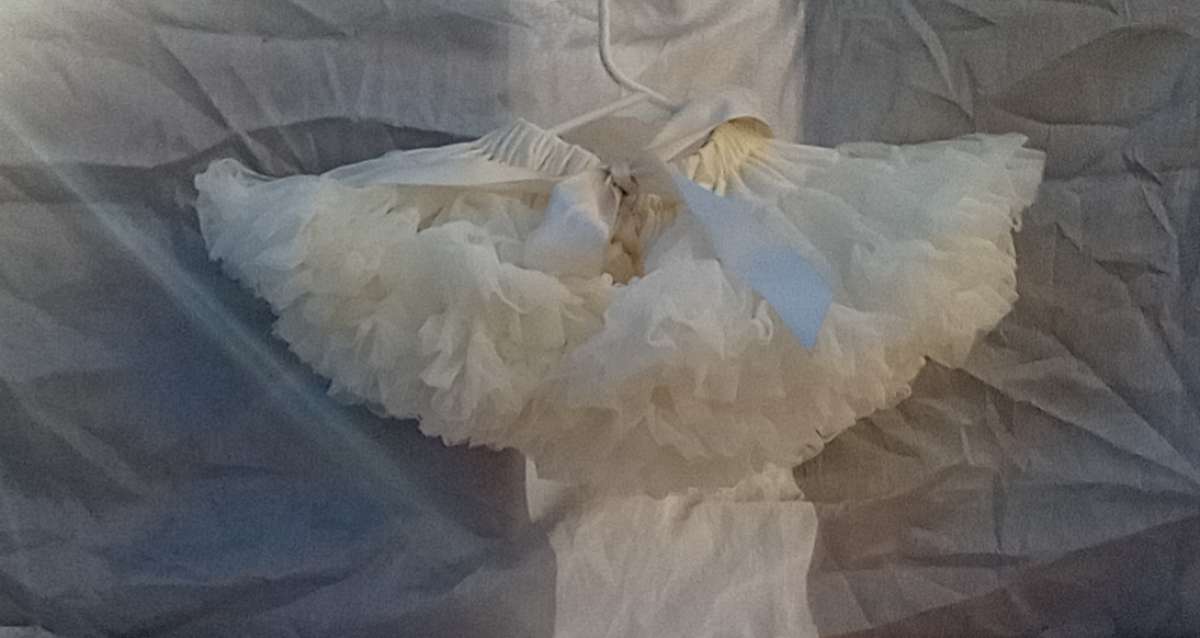 0 to 1yrs Ivory TuTu Pettiskirt EUC Bow Cinches Waist