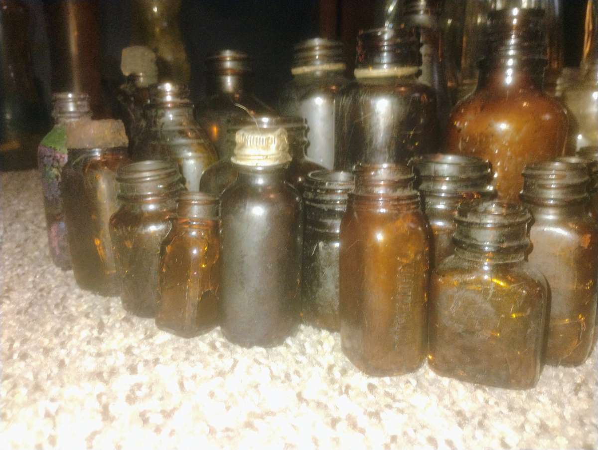 brown glass bottles