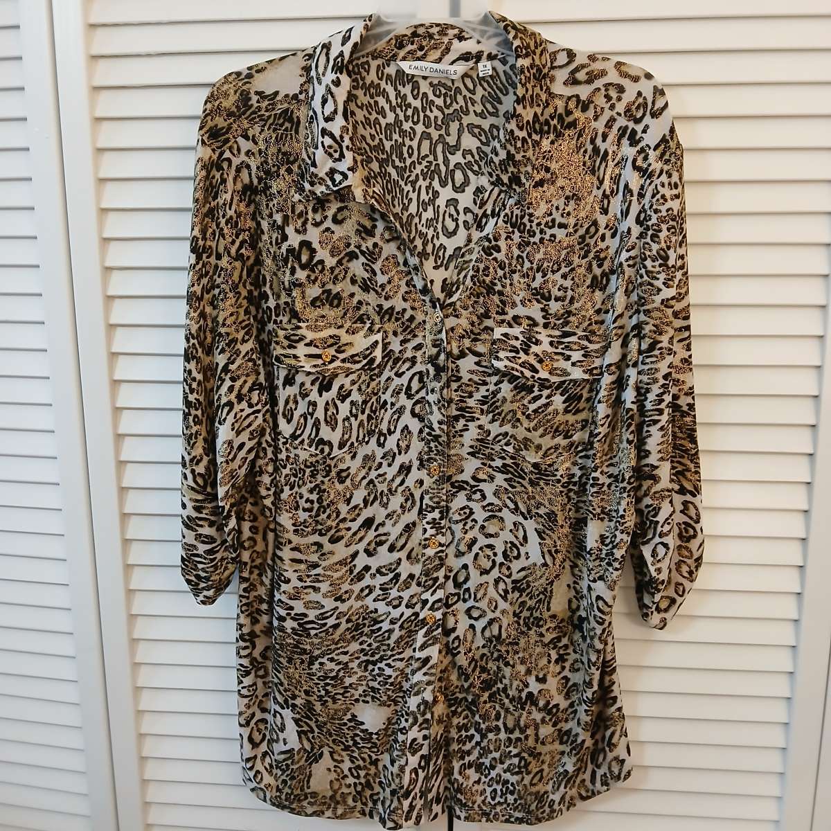 Emily Daniels Leopard Print Blouse Size 1X