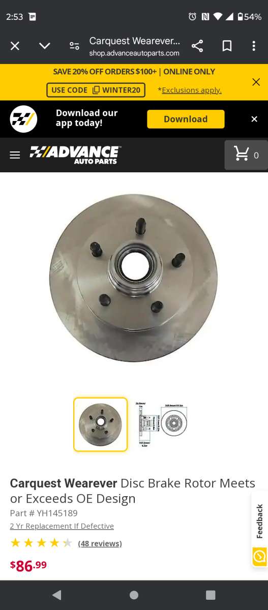 front brake pads and 2 front rotors