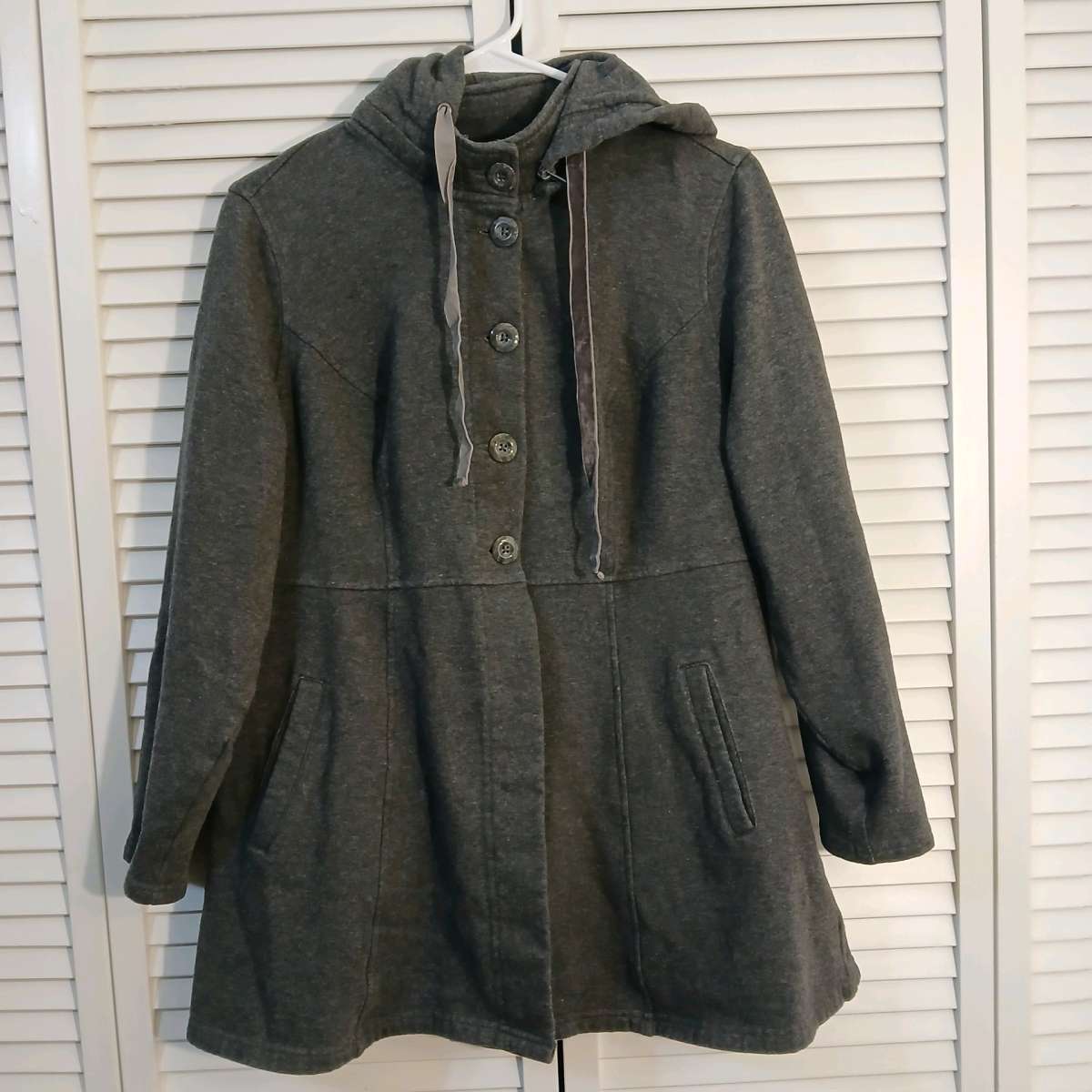 Torrid Charcoal Hooded Knit Button Up Jacket for Women Size1