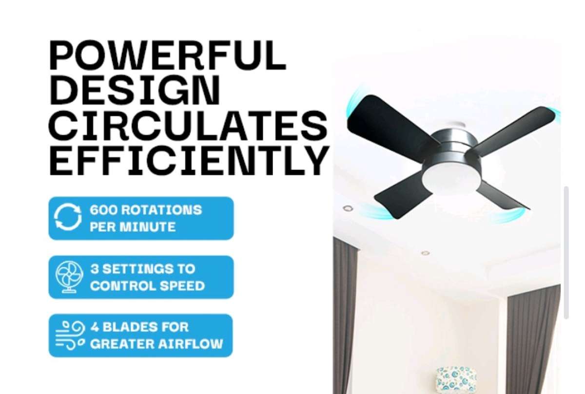 Socket ceiling fan  LED light 1000 lumens with remote