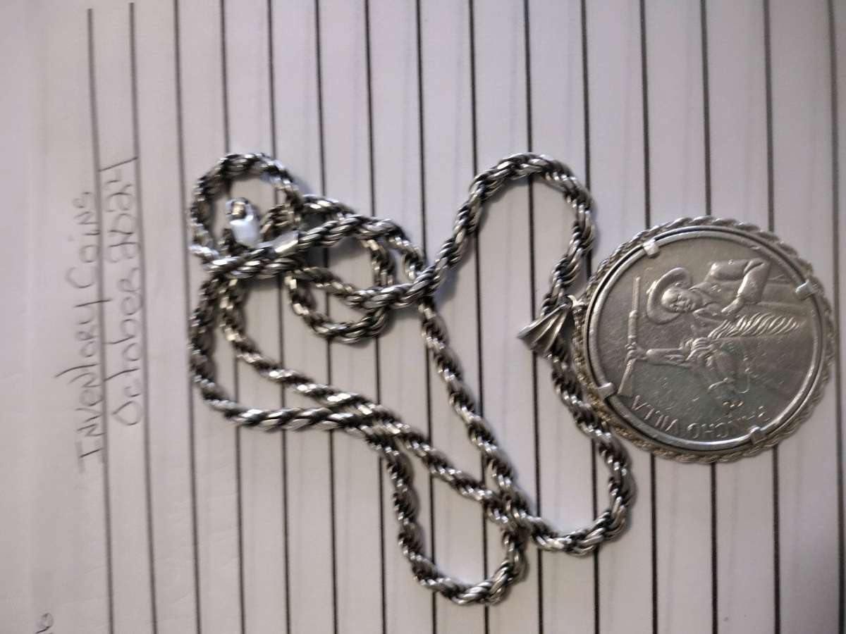 30in Coin Pendant Pancho Villa 2oz Silver Coin