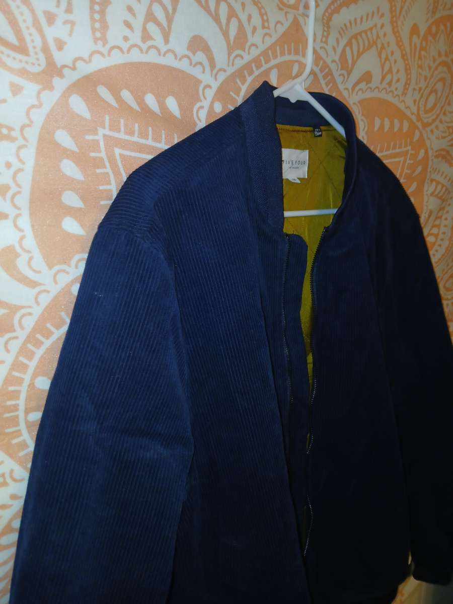 Five Four Los Angeles Men Medium Blue Corduroy Bomber Jacket