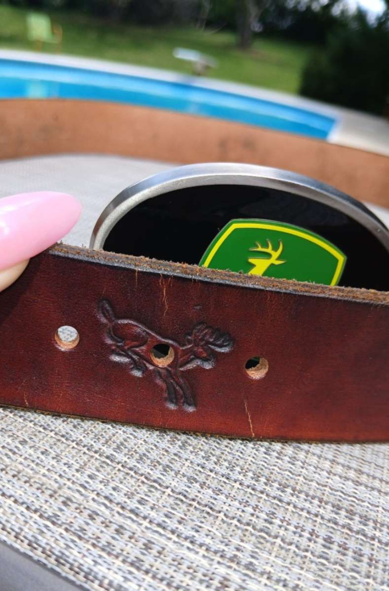 John Deere SpecCast Belt Buckle 40 Inch Leather Belt