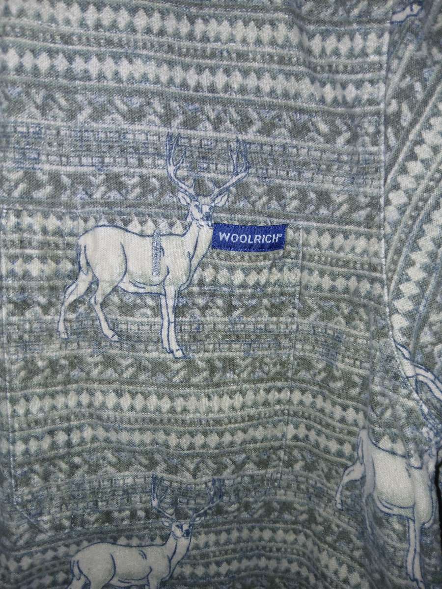 Mens Vintage Large Woolrich Deer Buck Hunting Button Fleece