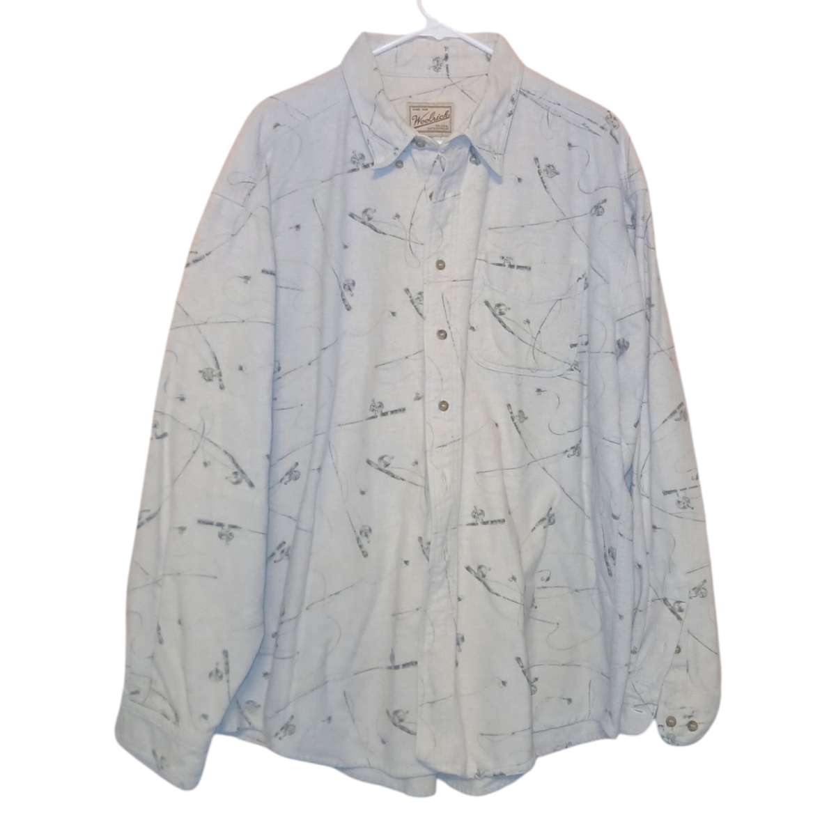 Mens XL Vintage Woolrich Fishing Rod Button Down Fleece Top