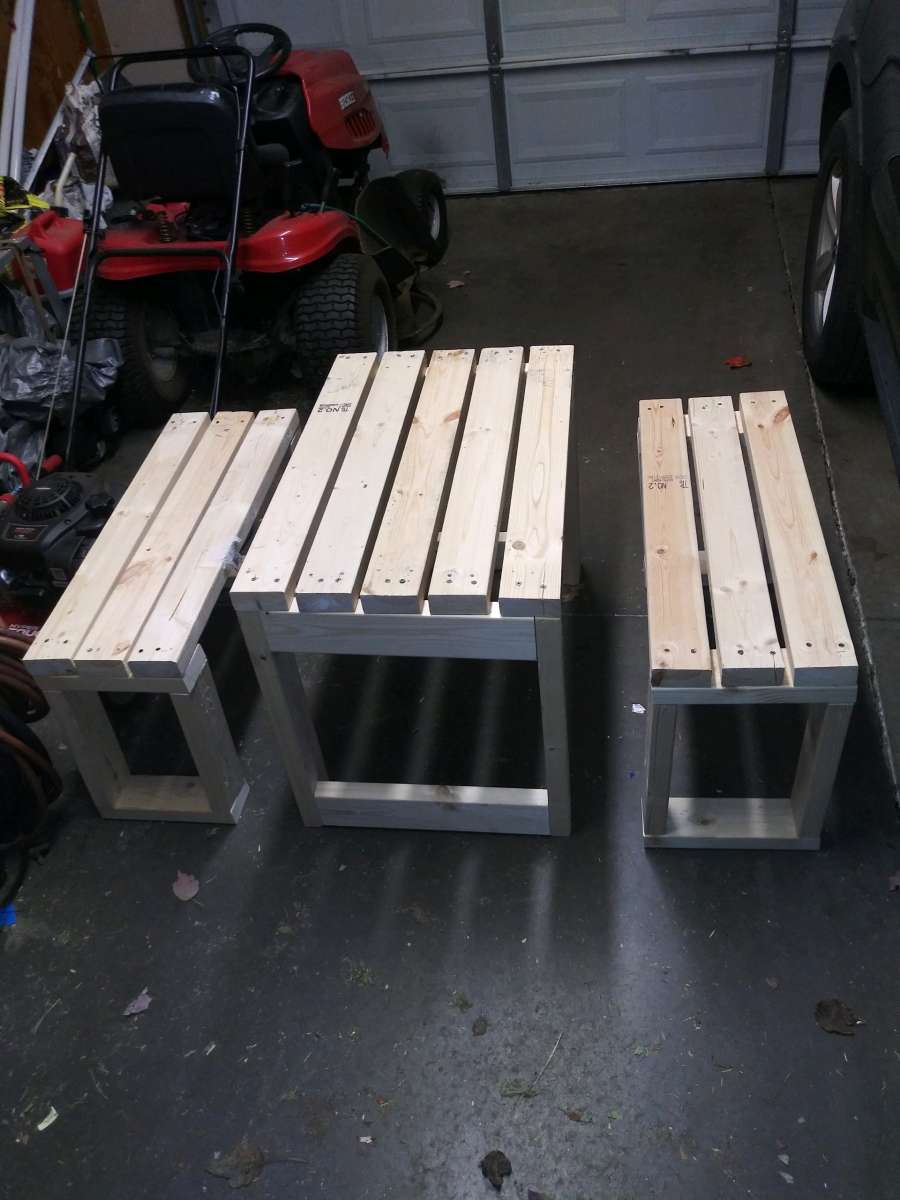 small Table with Benches solid wood