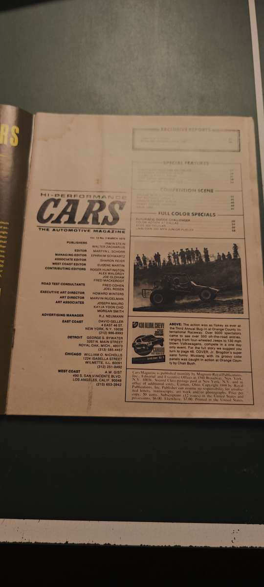 March 1970  HIPERFORMANCE CARS  Ford Mustang Camaro Cougar T