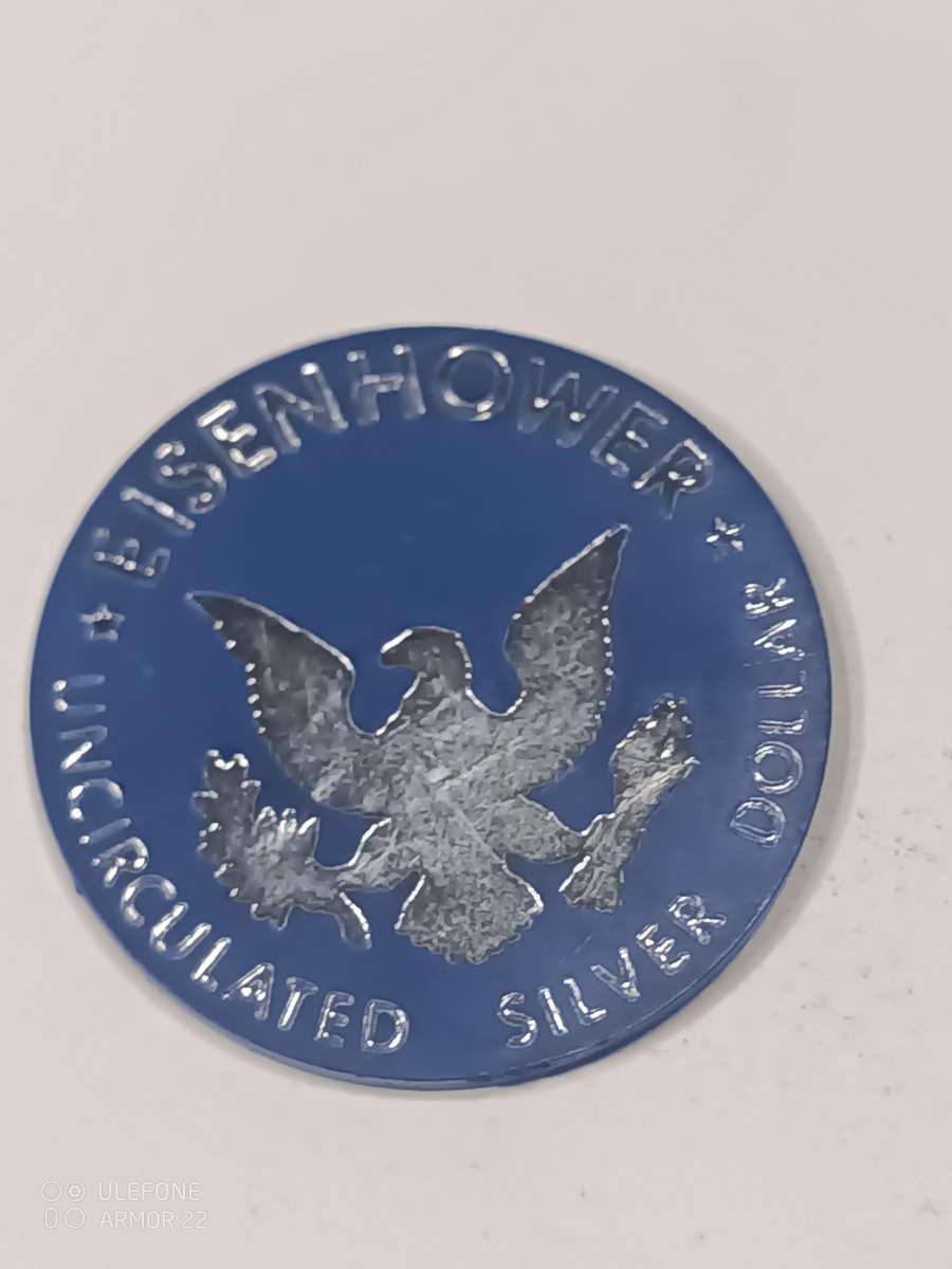 Eisenhower Silver Dollar BLUE IKE Plastic Token Poker CHIP M