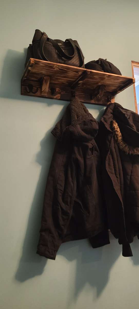 Rustic coat hook with shelf