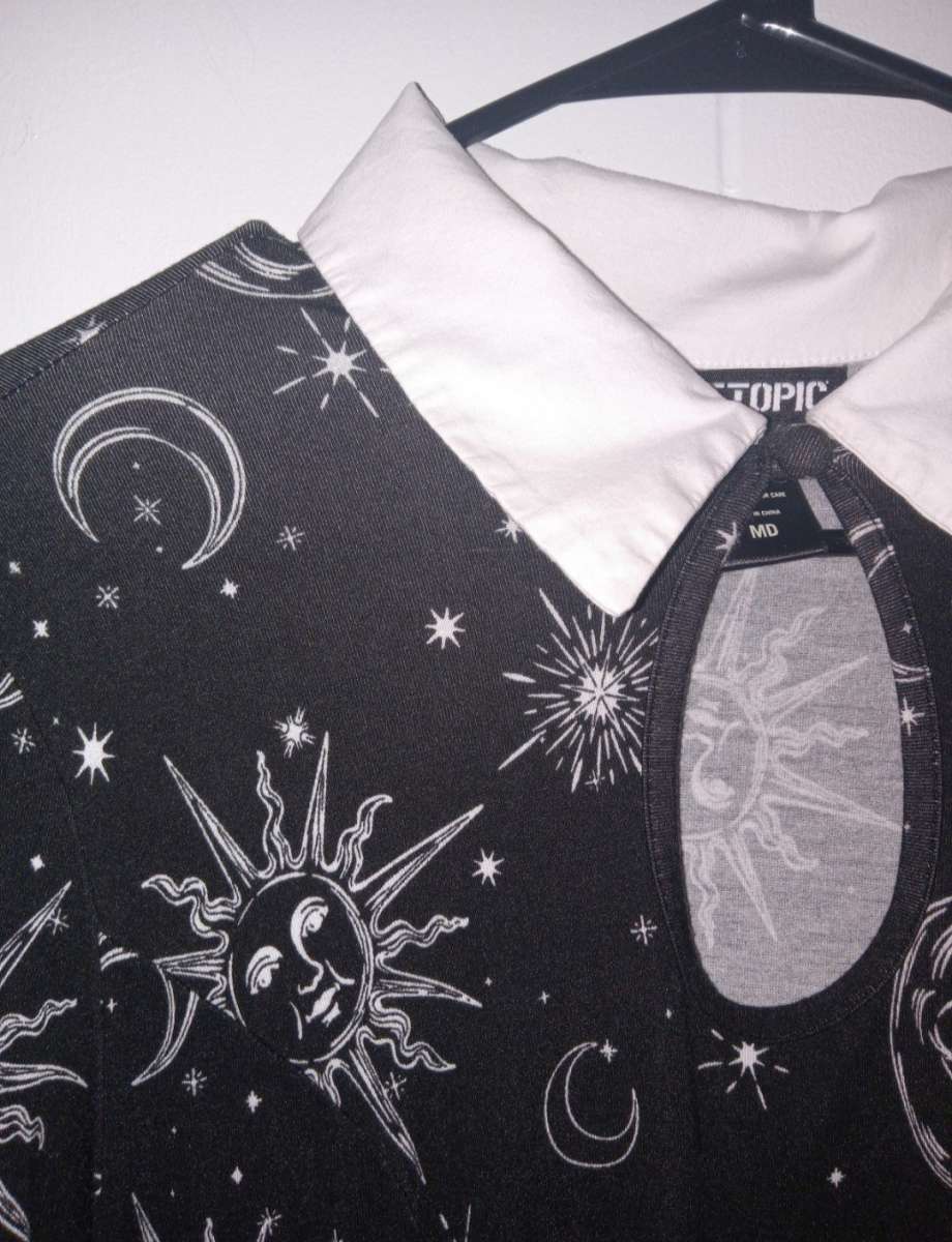 Hot Topic Gothic Celestial Long Sleeve Moon Sun Mini Dress