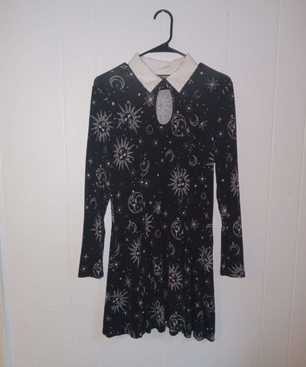 Hot Topic Gothic Celestial Long Sleeve Moon Sun Mini Dress