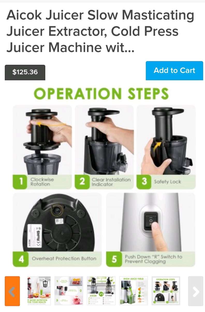 Aicok Juicer Slow Masticating Juicer Extractor Cold Press Ju