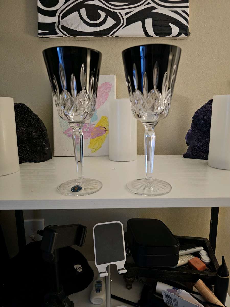 Waterford black crystal wine goblets