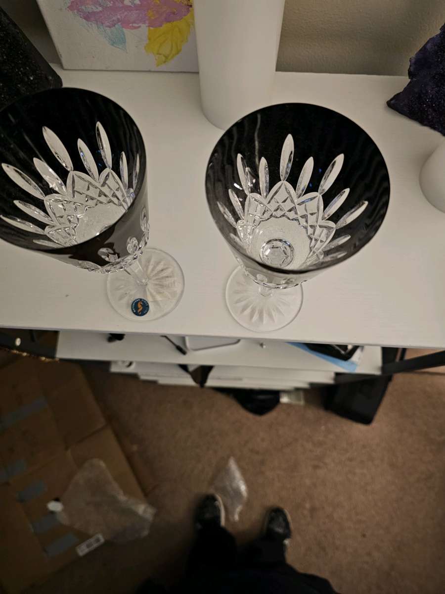 Waterford black crystal wine goblets