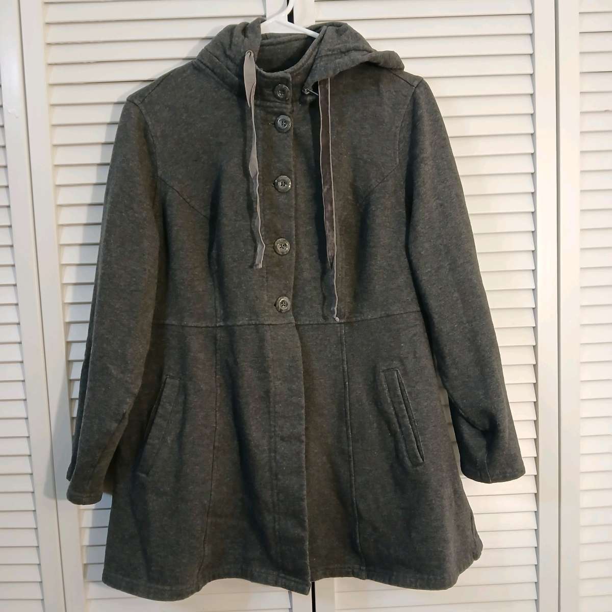 Torrid Charcoal Hooded Knit Button Up Jacket for Women Size1