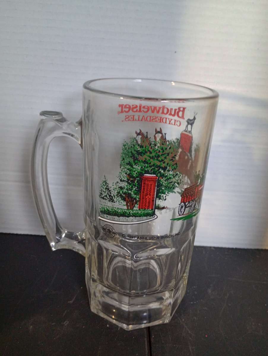 vintage glass large Budweiser mug