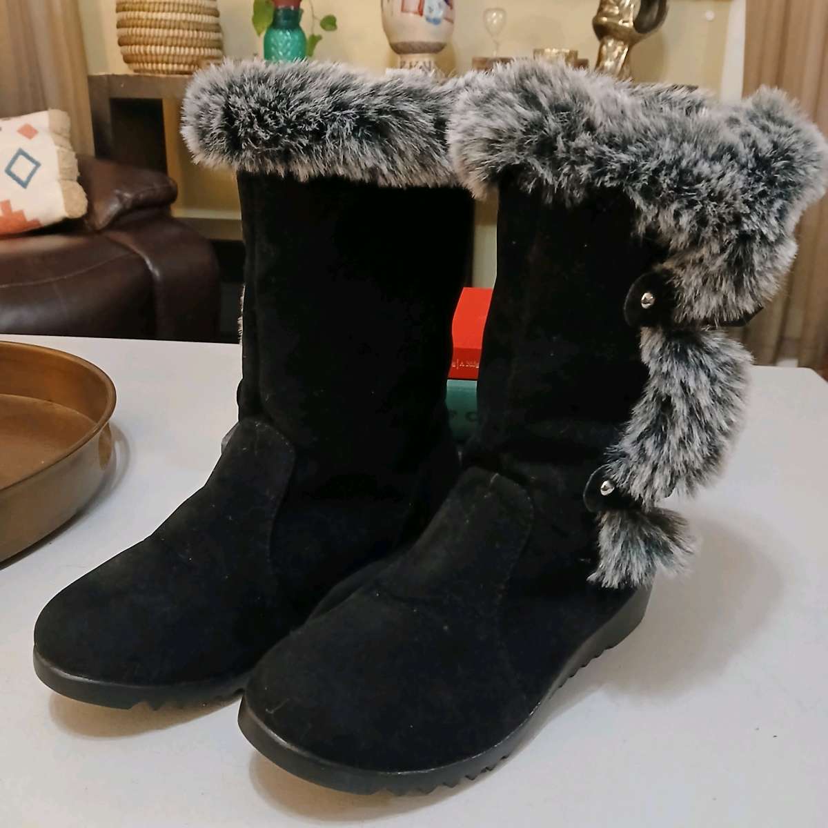 Fashion Nova Black Winter Boots for Women Size 8 point 5
