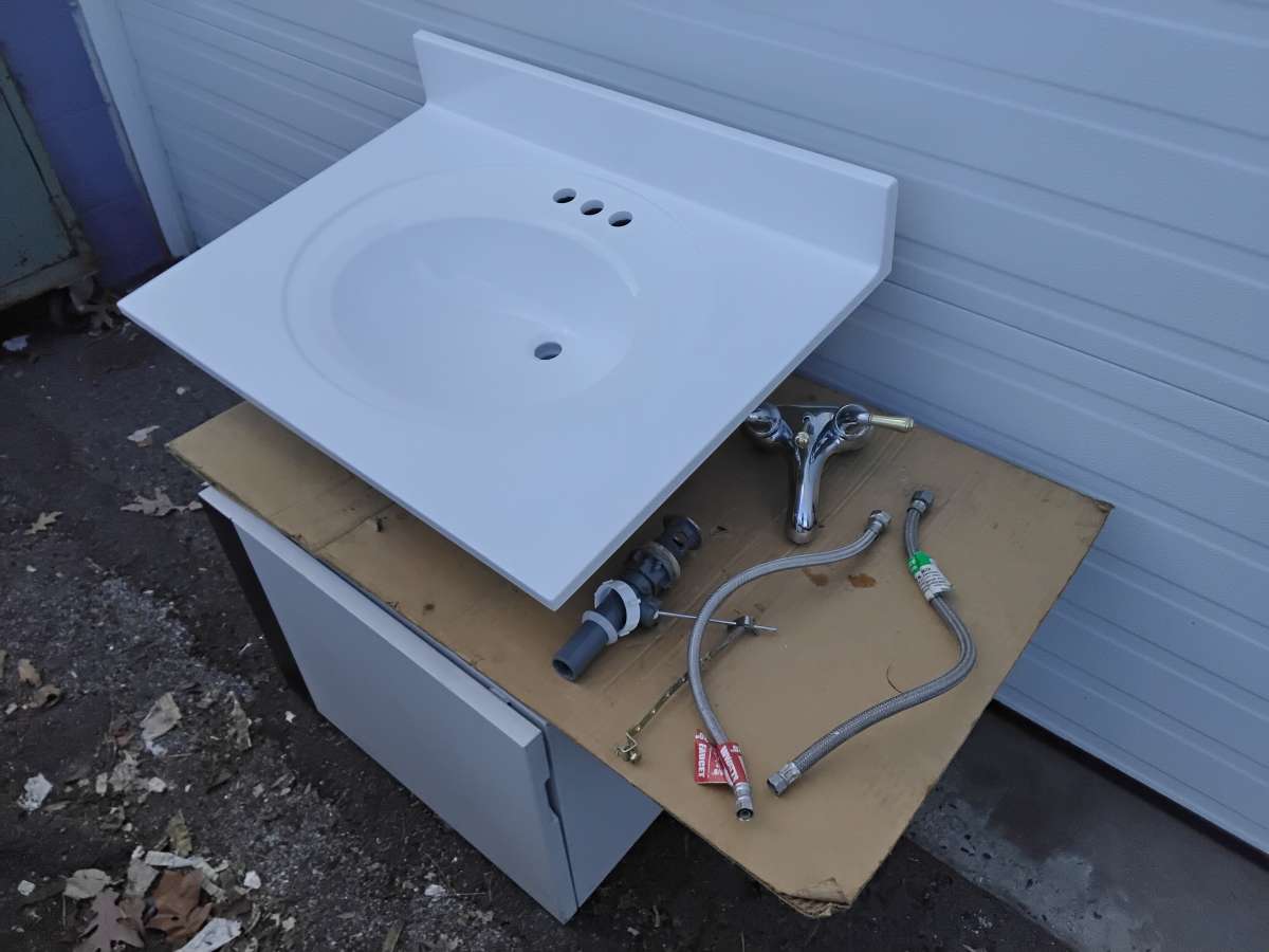 Nice White Vanity Top Bathroom Sink with Faucet New
