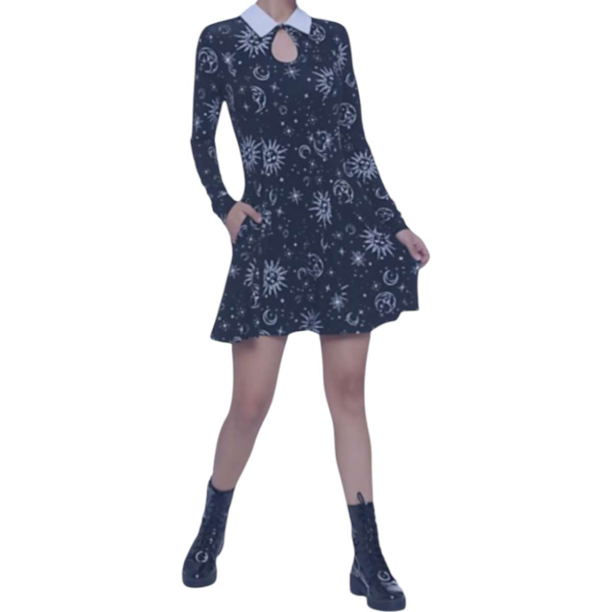 Hot Topic Gothic Celestial Long Sleeve Moon Sun Mini Dress
