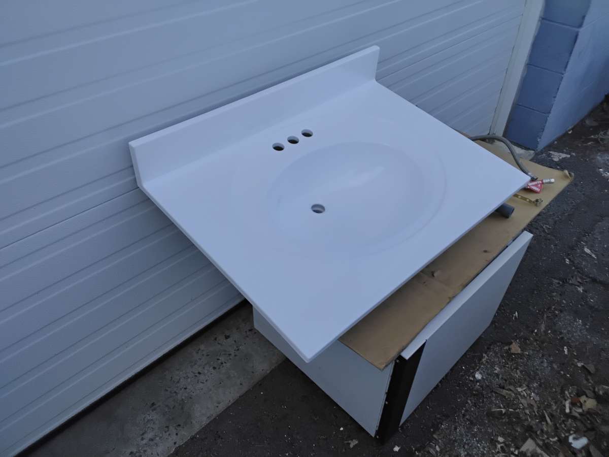 Nice White Vanity Top Bathroom Sink with Faucet New