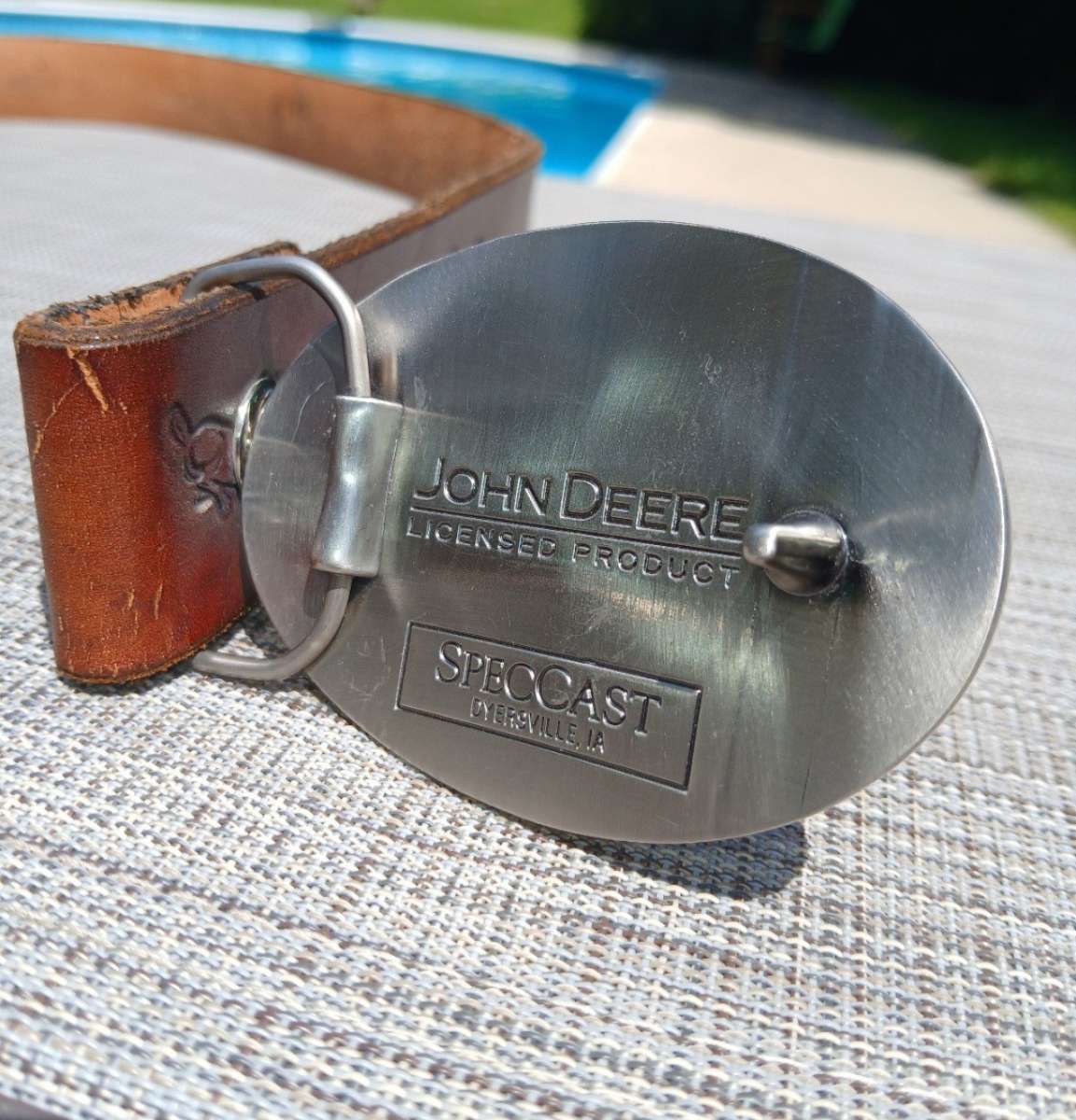 John Deere SpecCast Belt Buckle 40 Inch Leather Belt