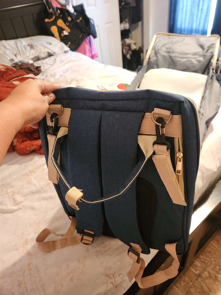 blue diaper backpack