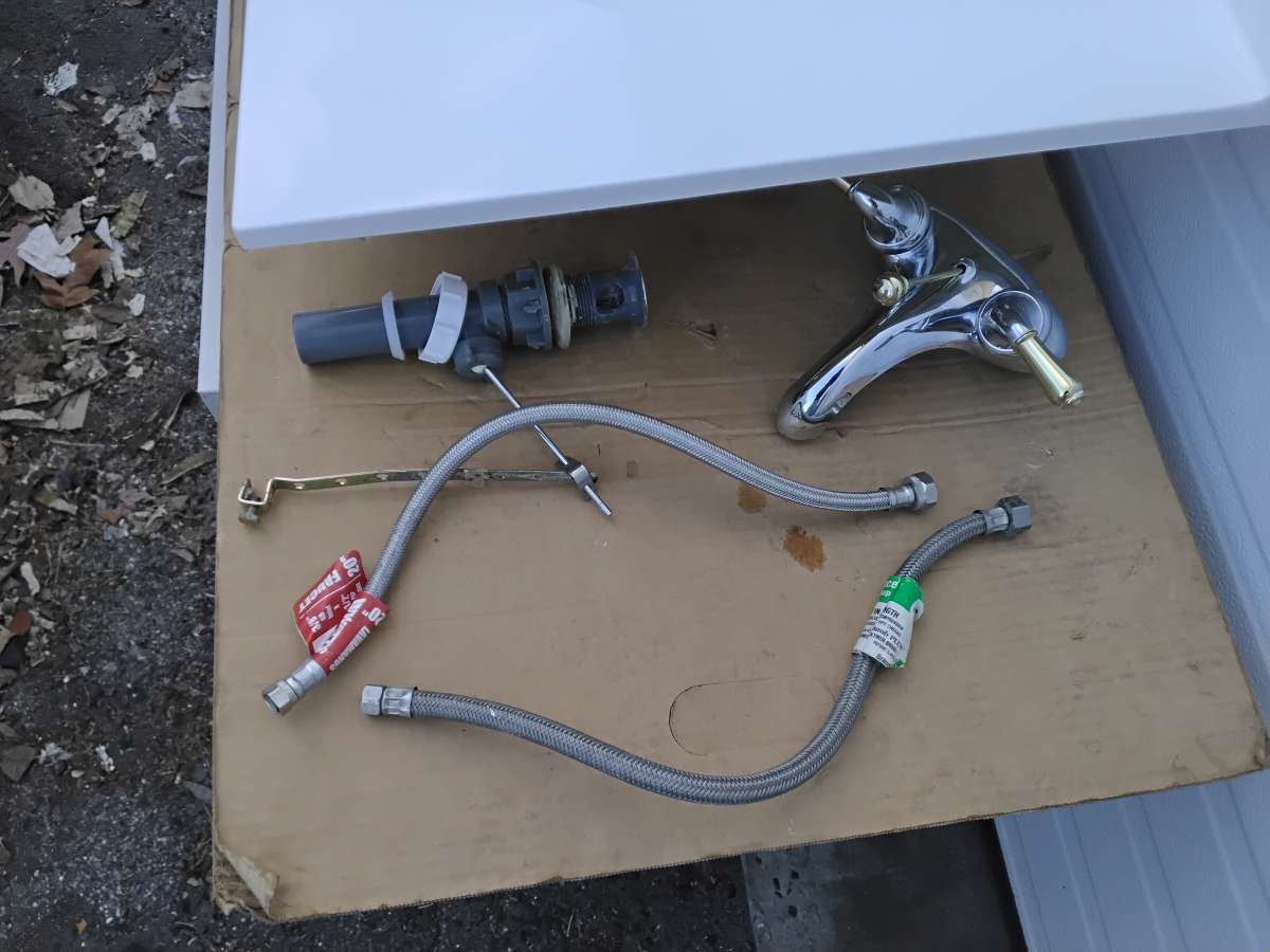 Nice White Vanity Top Bathroom Sink with Faucet New