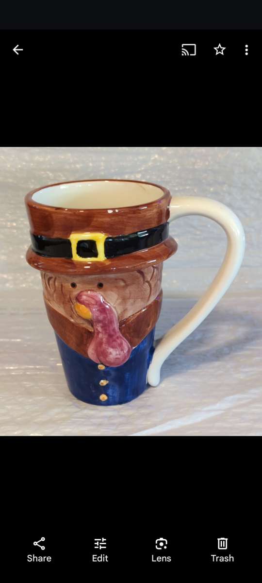 Rare Vintage Thanksgiving WCL Ceramic Turkey Mug