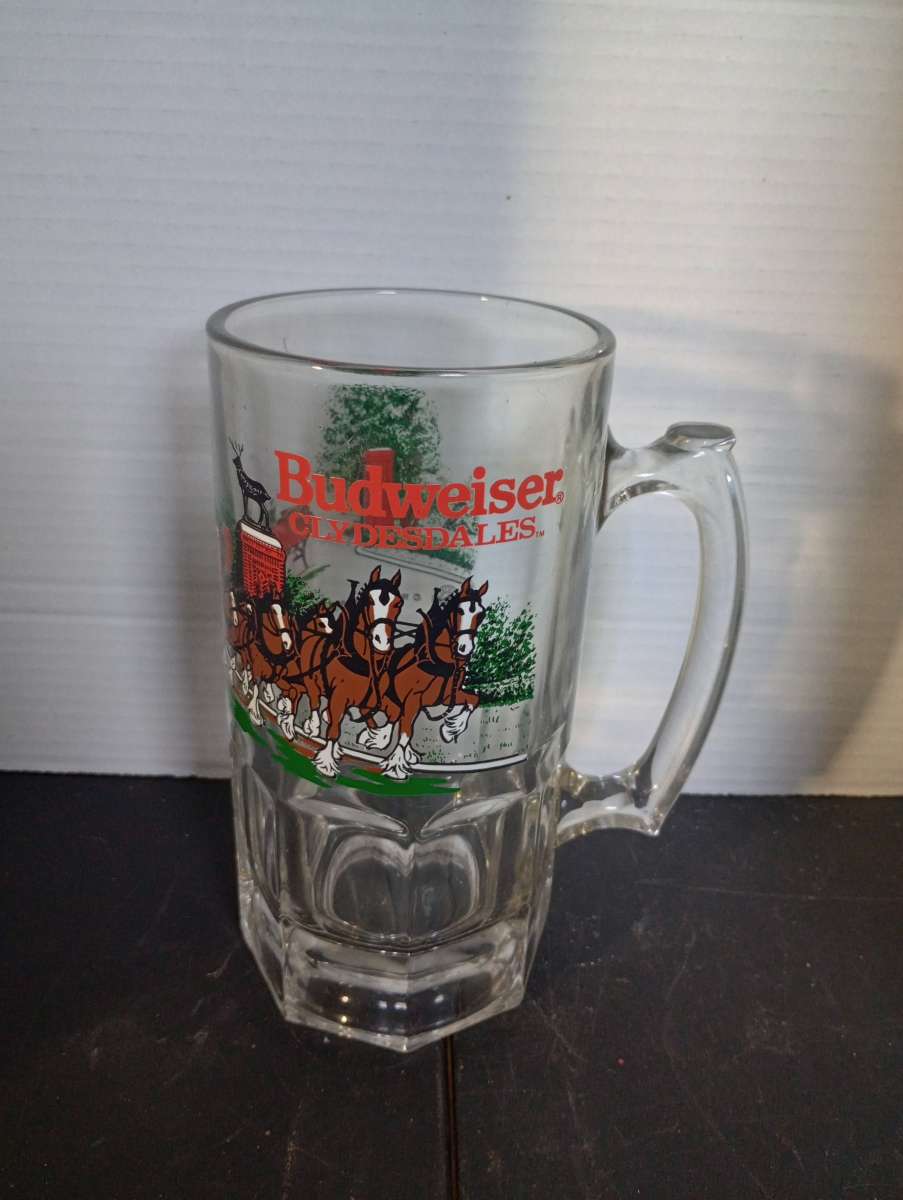 vintage glass large Budweiser mug
