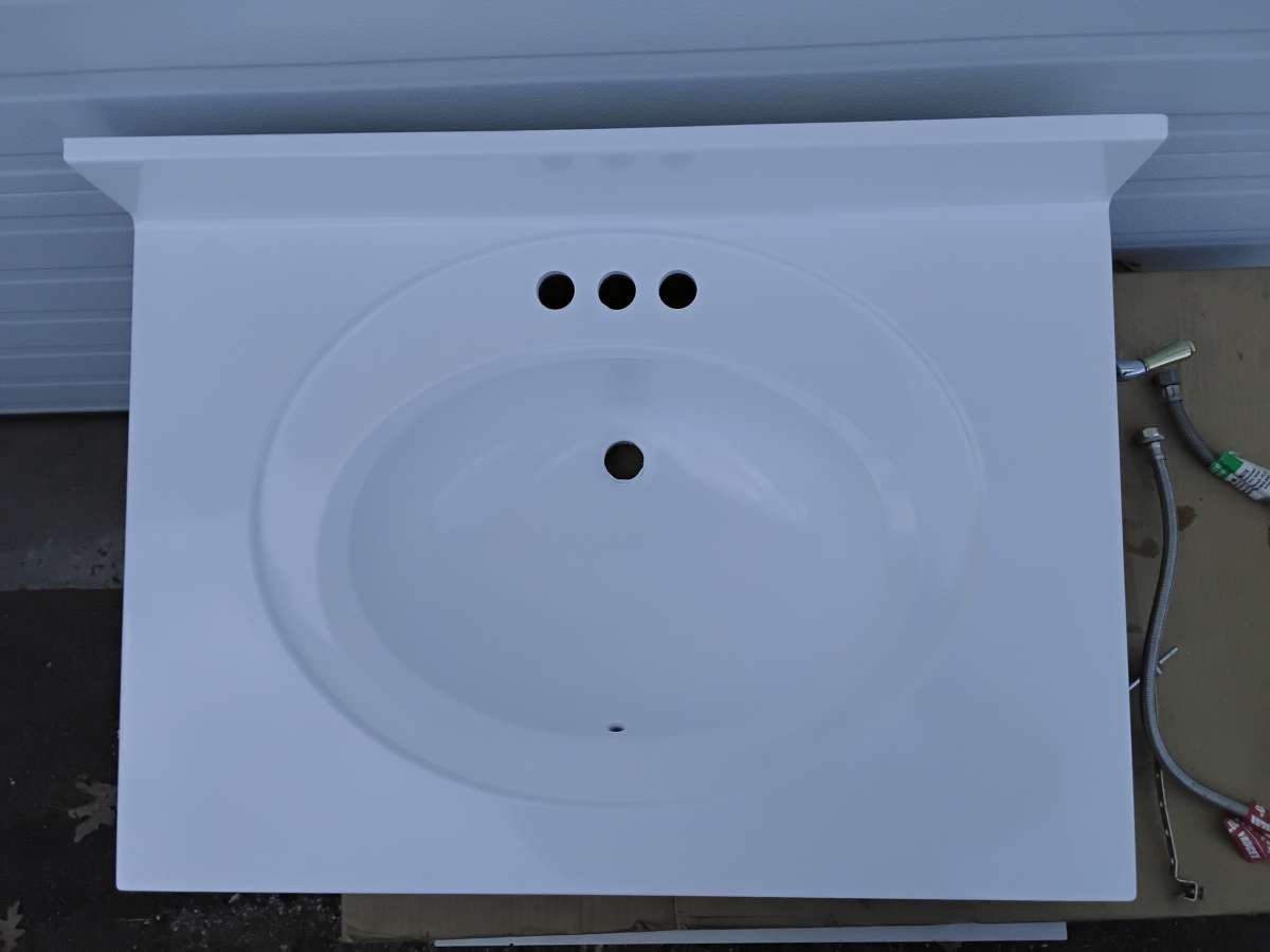 Nice White Vanity Top Bathroom Sink with Faucet New