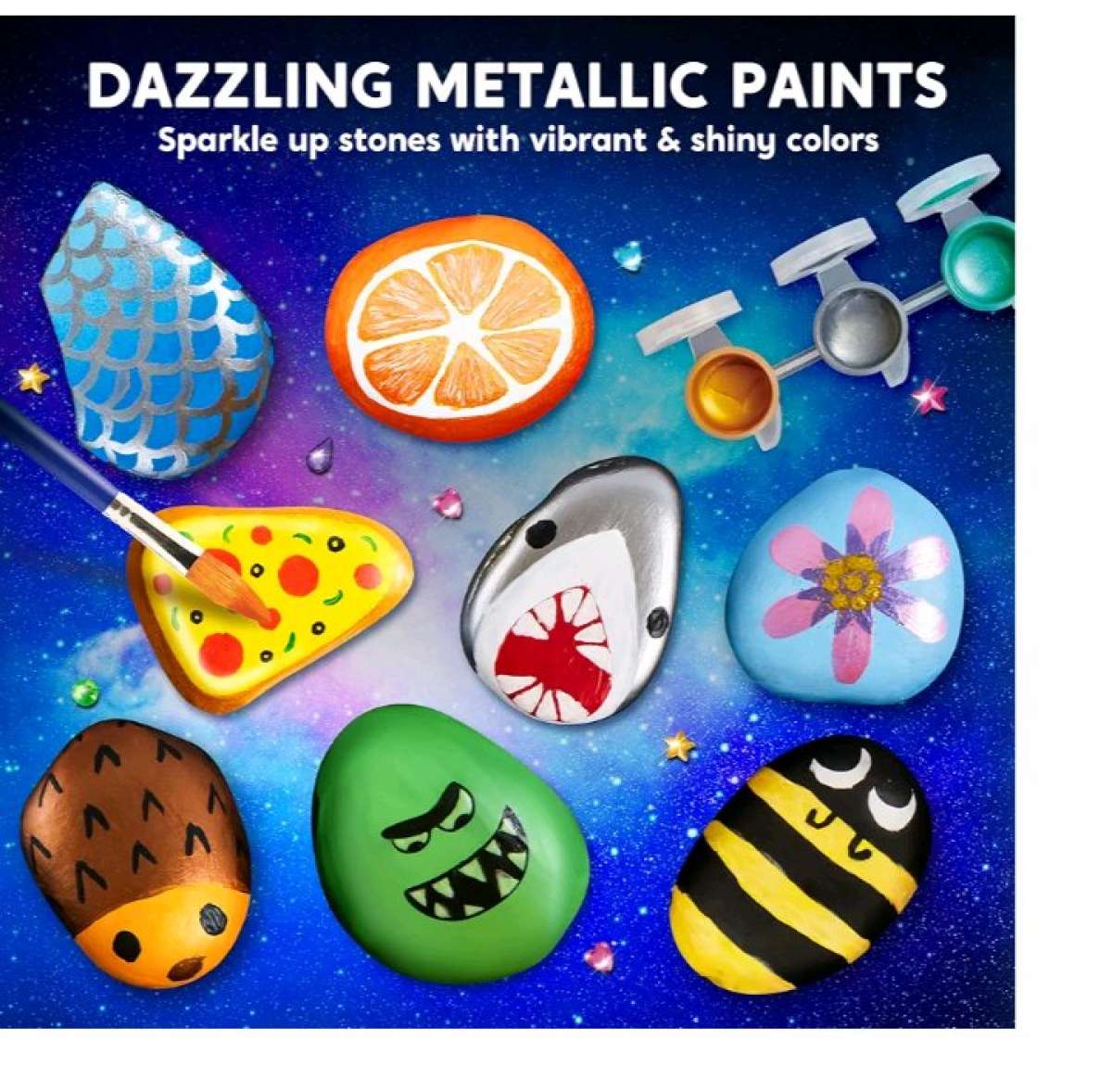 Glow in the dark Rock Painting kit 12 smooth rocks 3d in the