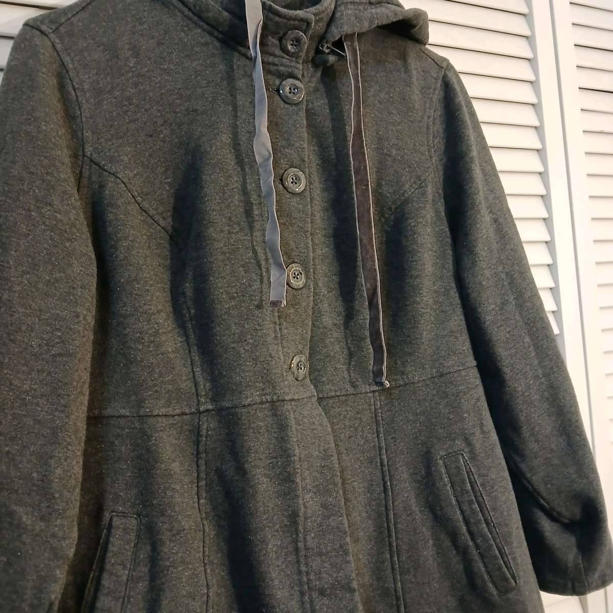 Torrid Charcoal Hooded Knit Button Up Jacket for Women Size1