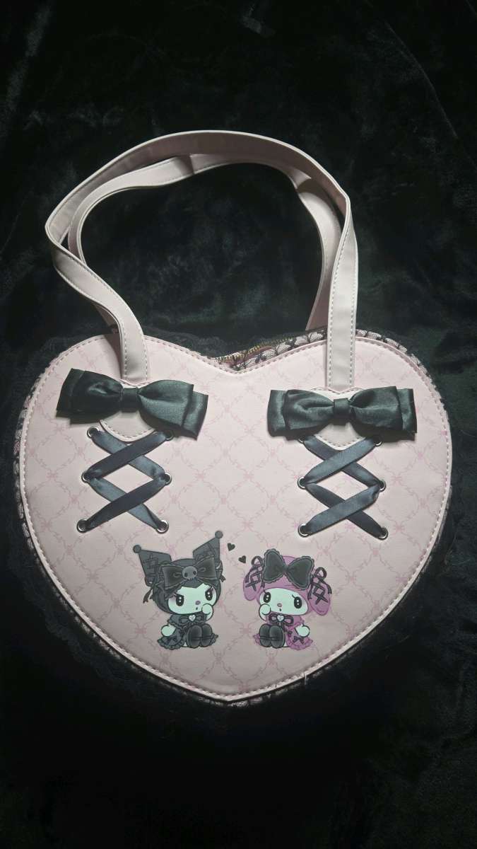 kuromi heart shaped tot bag