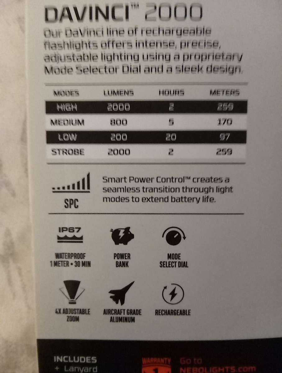 Nebo Davinci 2000 rechargeable flashlight